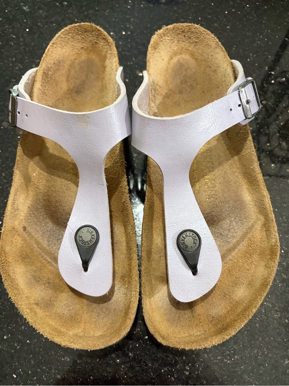Birkenstoc lavender/light purple T-Strap Thong Sandals, great condition.